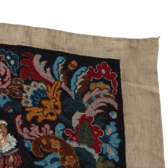 19th Century Antique Louis XIII Pictorial Needlepoint Tapestry 19thC For Sale - Image 5 of 6