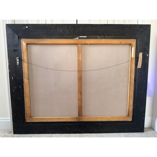 50x40" Ornate Baroque Giltwood & Black Enamel Frame W/Oil on Canvas Painting For Sale - Image 15 of 16