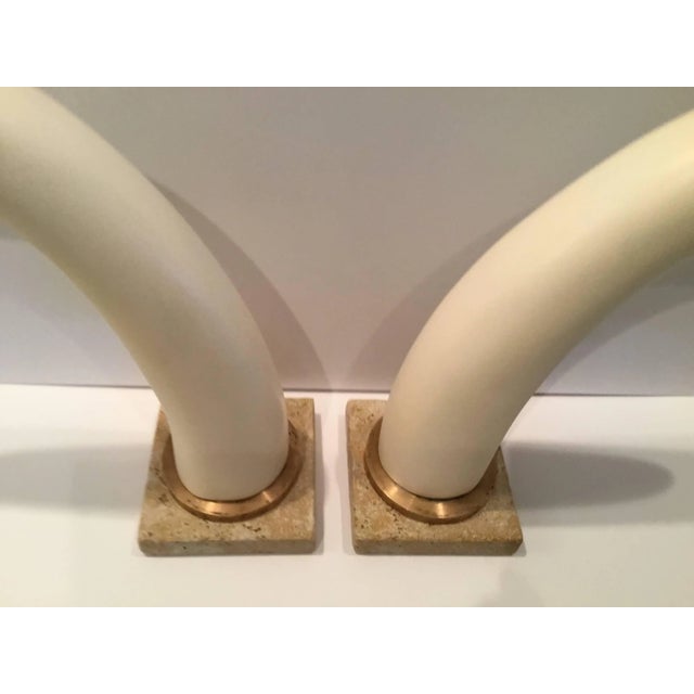 Metal Pair of Decorative Tusk Horn For Sale - Image 7 of 11