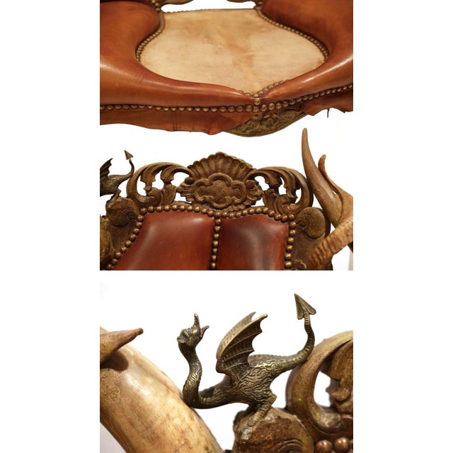 1990 Michel Haillard, Dunhill, Paris France, Materials & Techniques Leather, Horn, Bronze, Modern, Tan, 1 Piece, Item Is Signed by Artist. For Sale In San Francisco - Image 6 of 10
