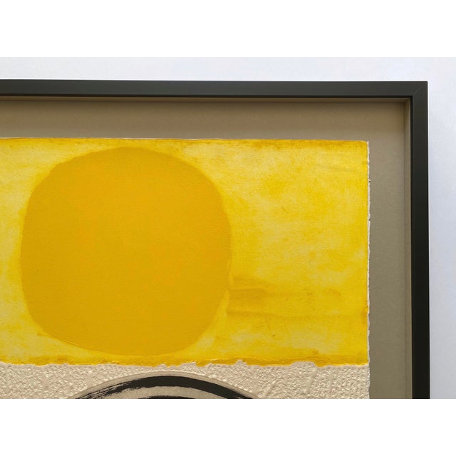 Raoul Lazar Vintage 1974 French Mid Century Modernist " Arc Jaune " Limited Edition Framed Signed Fine Art Embossed Aquatint Etching Print For Sale - Image 11 of 18