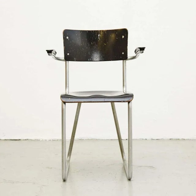 Bauhaus chair by unknown designer, probably Gispen. Manufactured in Holland, circa 1930. In good original condition with...