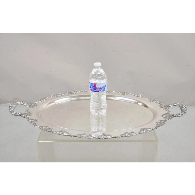 Victorian Vintage Crescent 1082 Victorian Style Silver Plated Oval Serving Platter Tray For Sale - Image 3 of 10