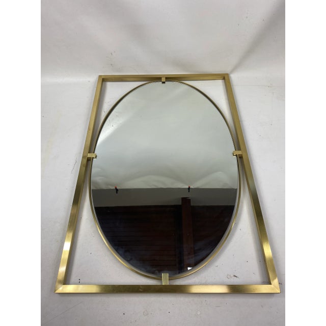 Mid-Century John Stuart Brass & Marble Hanging Entryway Shelf With Mirror. Very nice mid century hanging marble and brass...