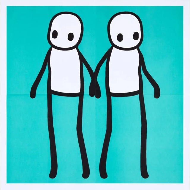 STIK, Holding Hands (Teal), 2020 Lithographic print in colour on 140 gsm smooth woven paper 50 x 50 cm (19.65 x 19.65 in)...