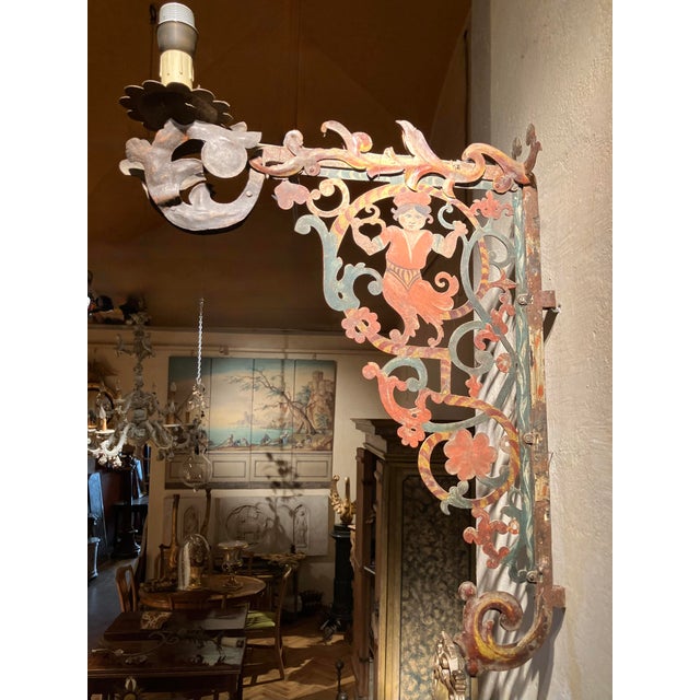Tuscan Polychrome and Openwork Iron Wall Sconces, 18th Century, Set of 2 For Sale - Image 5 of 9
