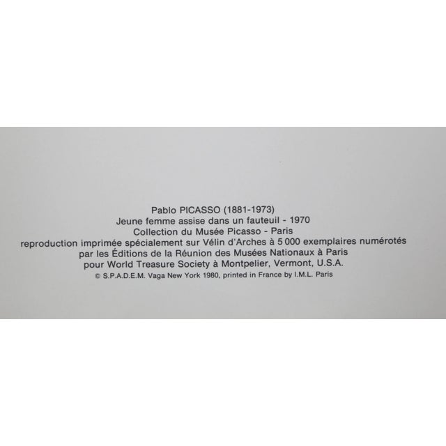 Jeune Femme Assise dans un Fauteuil Pablo Picasso Year: 1980 Medium: Lithograph on Arches Edition: 5000 Size: 30 x 20.5...