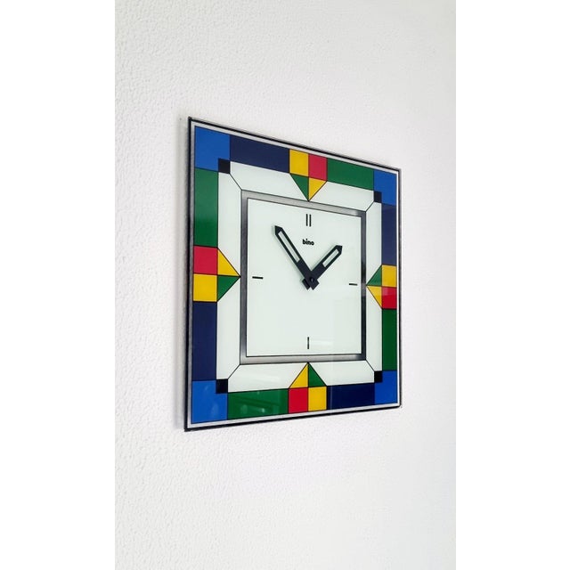 Large Glass Wall Clock by Bino, 1980s For Sale - Image 9 of 12
