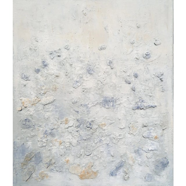 Contemporary 24" X 28" - 'California Summer Morning' - Natural Palette Abstract Minimalist Relief Seascape / Seaside / Marine Oil Painting by Diane Grant For Sale - Image 3 of 9