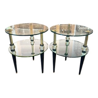 Pair of Brass and Steel Semon Bache Side Tables For Sale