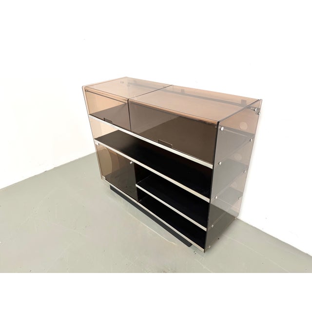 Smoked Acrylic Glass and Aluminum Hi-Fi Cabinet by Eric Maville, France, 1970s For Sale - Image 9 of 18