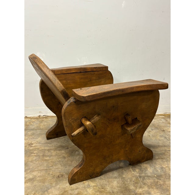 Wood Vintage English Oak Brutalist Armchair For Sale - Image 7 of 7