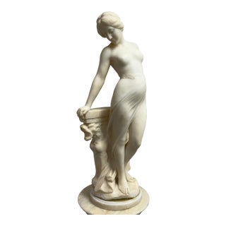 19th Century Emilio Fiaschi Alabaster Nude Female Sculpture For Sale