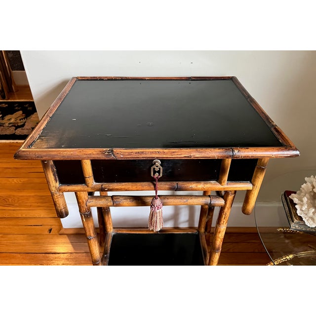 Aesthetic Movement Bamboo and Lacquer Early 20th Century Side Table For Sale - Image 9 of 12