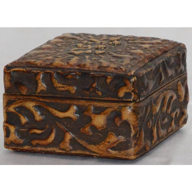 Renaissance Embossed Leather Cherub Trinket Box For Sale - Image 3 of 7