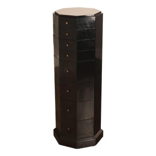 Maitland Smith Black Lacquered Octagonal Jewelry or Lingerie Chest Chest For Sale