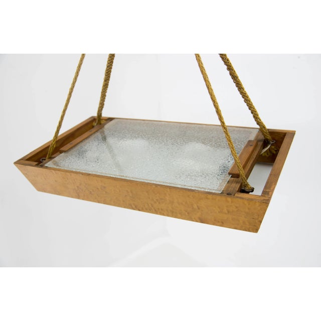 Wood Mid-Century Pendant in Wood and Glass by Krasna Jizba, 1950s For Sale - Image 7 of 9