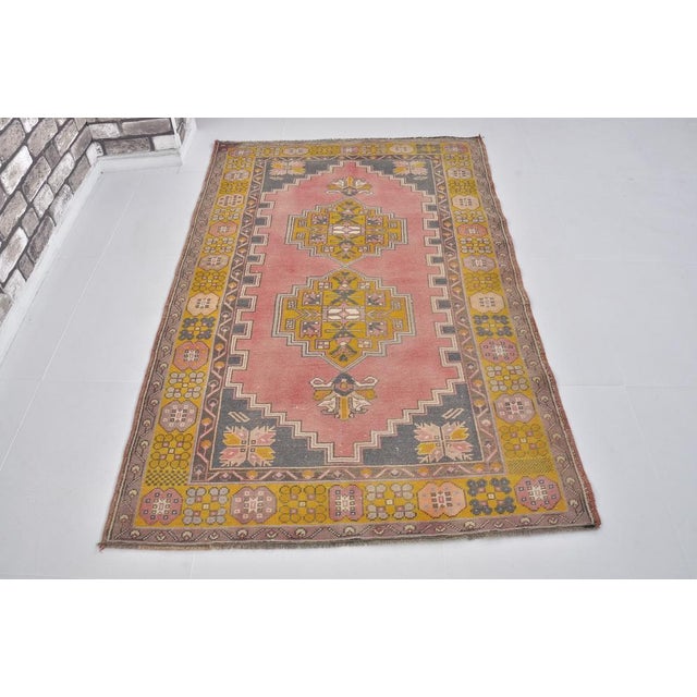 Anatolian Low Pile Rug in Red & Yellow For Sale - Image 9 of 11