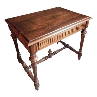 French Walnut Writing Table with Drawer, 1930 For Sale