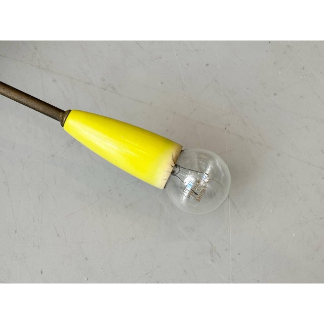 Brown Sputnik Ceiling Light with Six Brass Arms and Colored Sockets, 1960s For Sale - Image 8 of 16