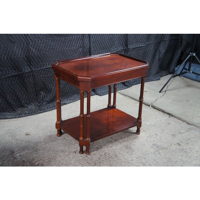 Late 20th Century Late 20th Century 2 Bombay Company British Colonial Chinoiserie Faux Bamboo Mahogany Side Tables For Sale - Image 5 of 14