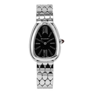 Ladies Bvlgari Serpenti Seduttori 33mm 103952 Steel Black Dial Quartz Watch For Sale