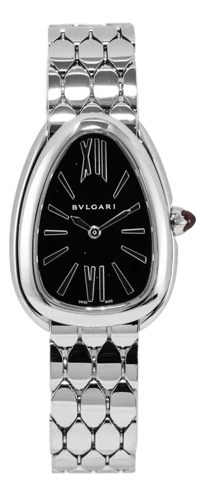 Ladies Bvlgari Serpenti Seduttori 33mm 103952 Steel Black Dial Quartz Watch