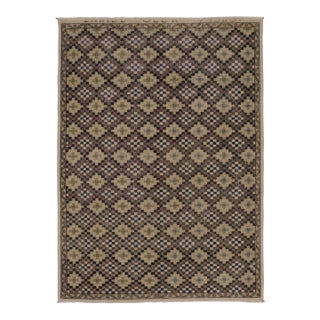 Vintage Distressed Rug With Diamond Mosaic and Geometric Borders - Rug & Kilim For Sale