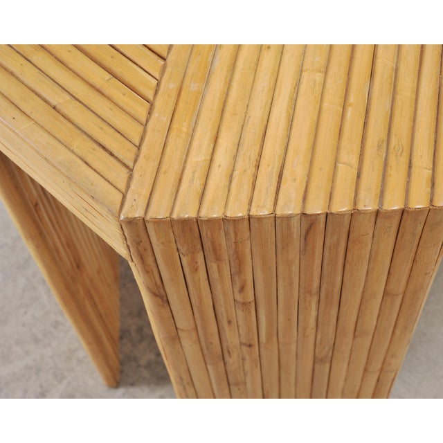 Organic Modern Pencil Reed Rattan Waterfall Console Table For Sale - Image 16 of 18