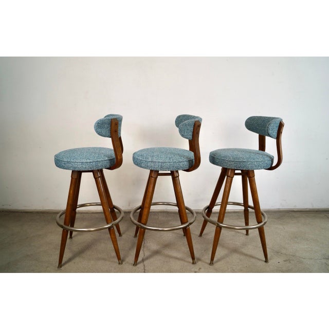 1960s 1960’s Mid-Century Modern Bentwood Bar Stools - Set of 3 For Sale - Image 5 of 12
