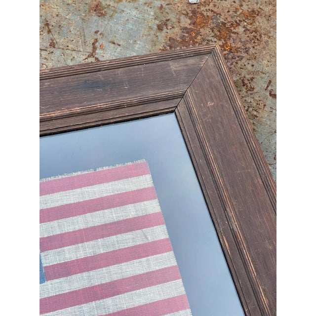 45 Star Antique American Flag Circa 1890 Cotton Gauze Beautifully Presented in Antique Oak Frame For Sale In Philadelphia - Image 6 of 8