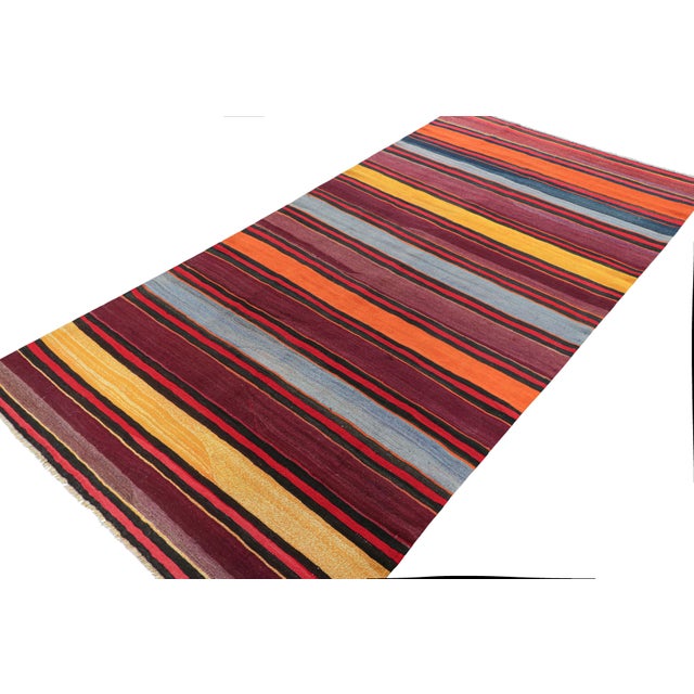Rug & Kilim Vintage Shahsavan Persian Kilim With Vibrant Polychromatic Stripes - Rug & Kilim For Sale - Image 4 of 7