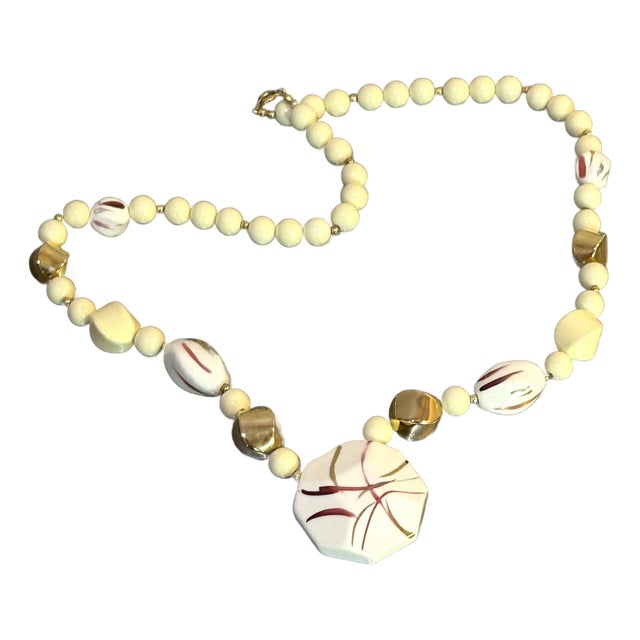 Komatsu 1960s Mod White Bead Necklace For Sale
