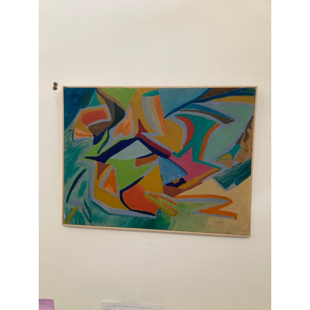 1960s Pauline Schubart Signed Mid-Century Abstract Landscape Oil Painting For Sale - Image 9 of 10