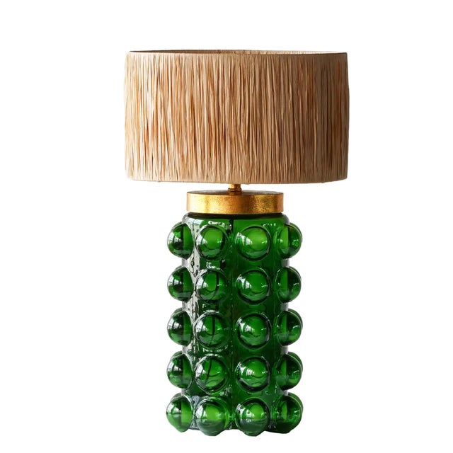 Special order, brand new item. Not vintage. The retro Bubbles Table Lamp has a green glass base with rows of large,...