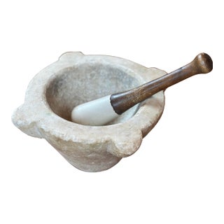 Antique French Marble Mortar and Pestle For Sale