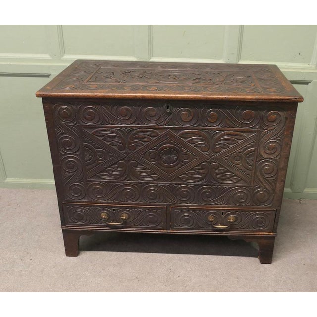 Carved Oak Mule Chest For Sale - Image 3 of 8