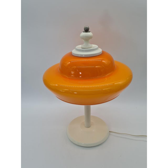 Space Age Table Lamp with Orange Glass Shade, Europe, 1970s For Sale - Image 3 of 12