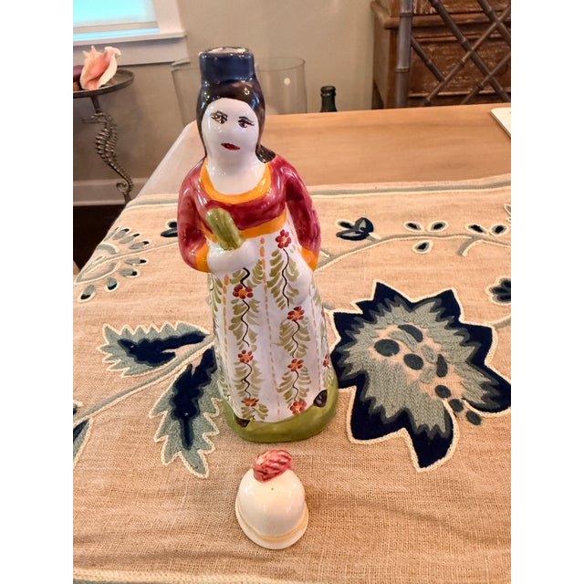 Ceramic Lady Shaped Bottle or Vase From Portugal For Sale - Image 7 of 8