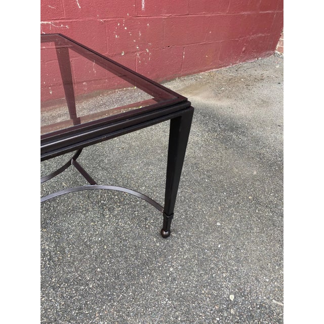 Bronze Iron and Glass Coffee Table in Patinated Bronze Finish For Sale - Image 8 of 13
