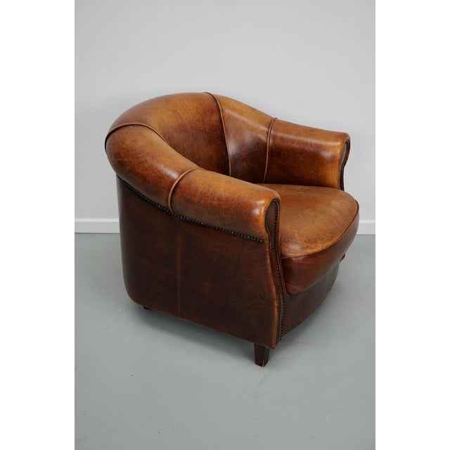 Brown Vintage Dutch Cognac Leather Club Chair For Sale - Image 8 of 18