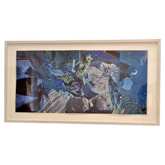 Abstract Collage in Tones of Blue by Bill Allan, UK, 1990s For Sale