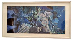Abstract Collage in Tones of Blue by Bill Allan, UK, 1990s