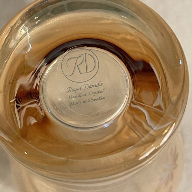 Glass Vintage Royal Danube Floral Etched Hand Cut Vases-Set of 3 For Sale - Image 7 of 10