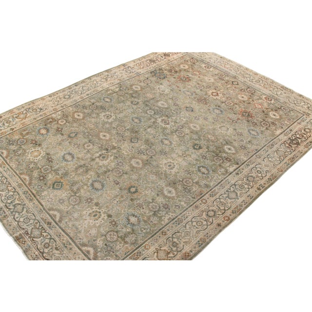Traditional Vintage Persian Sultanabad Style Rug in Green, Beige-Brown Floral Pattern For Sale - Image 3 of 7