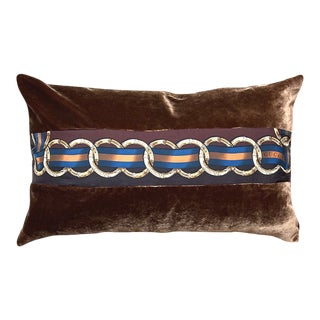 Gucci Bamboo Ribbon Vintage Silk Scarf Pillow 30” For Sale