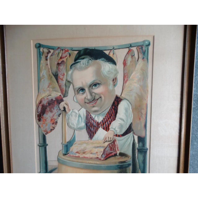 Early 20th Century Comical Stone Litho Display Cutout Figure of German Butcher For Sale - Image 4 of 8