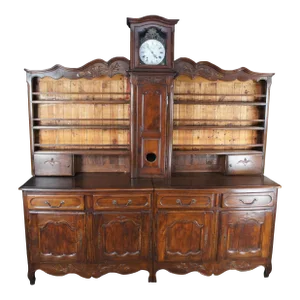 18th Century French Oak Country Vaisselier Buffet Hutch Cupboard W Clock
