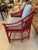 Red Coral Bamboo & Rattan Club Chairs With Custom Cushions -a Pair For Sale - Image 9 of 11