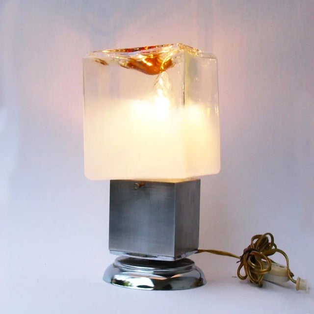 Silver Chromed Metal & Glass Table Lamp by Toni Zuccheri for VeArt, 1970s For Sale - Image 8 of 11